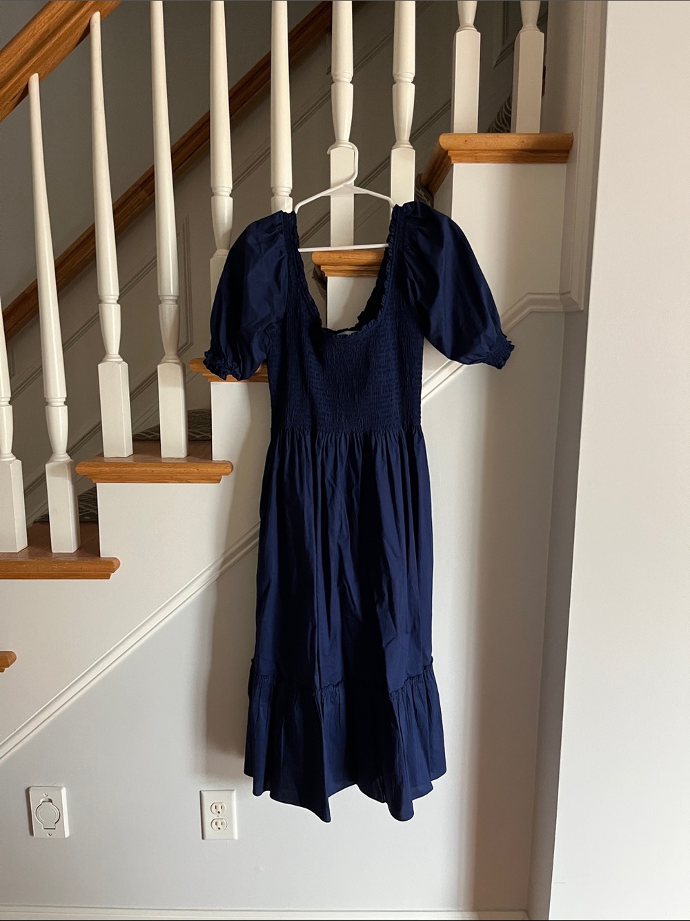 Hill House  Navy Blue Smocked Midi Dress